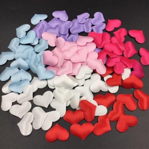 New 100pcs 3.2cm DIY Heart petals wedding decorations Satin Heart Shaped Fabric Artificial flower petals wedding decor supplies