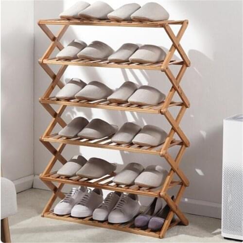 110*70*25cm Folding Bamboo Shoe shelf Six-Layer Shoe rack Shoes storage rack
