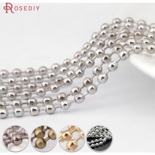 12504)5 Meters 1.5MM 2MM 2.4MM Iron Ball Chains Bead Necklace Chains Diy Jewelry Findings Jewelry Accessories
