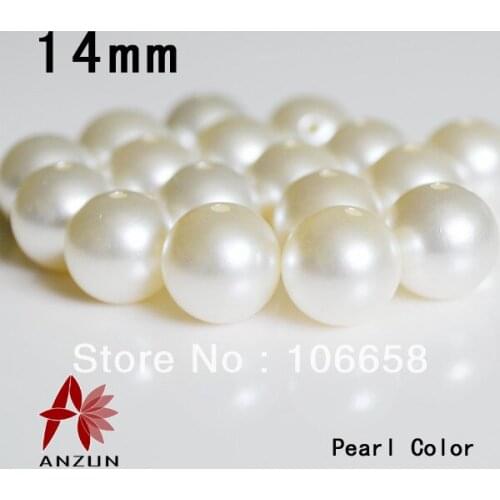 14mm 80pcs Pearl Color Round Plastic Pearl Loose Beads Weding Hat Garments Decoration Accessiors