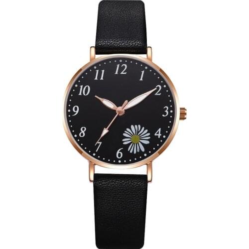 2021 New Fashion Womens Casual Leather Band Analog Quartz WristWatch Ladies Watch Women Dress Reloj Mujer Black Clock