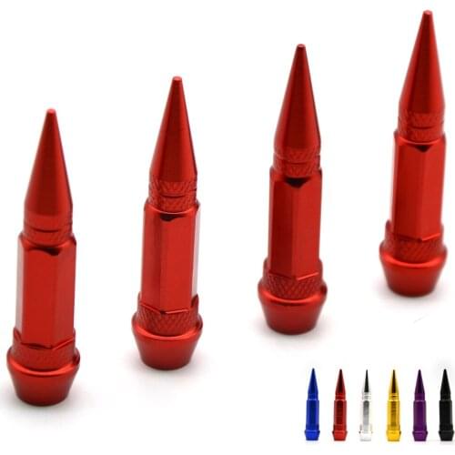 4 pcs 60MM Car Auto Bike Spike Shape Tire Tyre Dust Proof Wheel Stem Aluminum Alloy Valve Cap