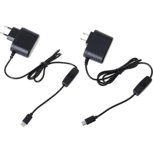USB C 5V 3A Type C Power Adapter with ON/OFF Switch for Raspberry Pi 4 Model B