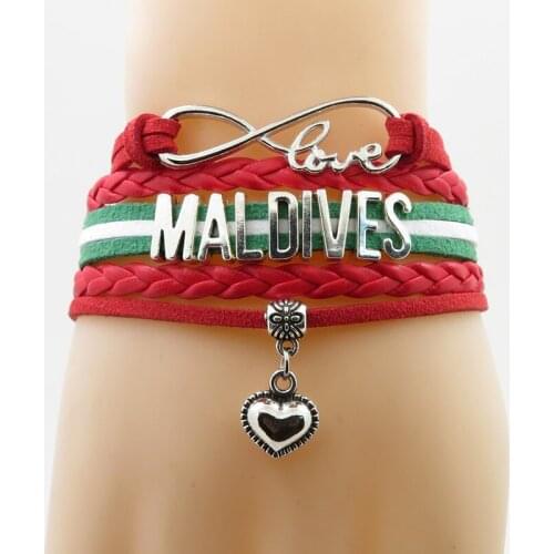 Fashion love maldives Bracelet heart Charm maldives country bracelet & bangle for Woman and man jewelry