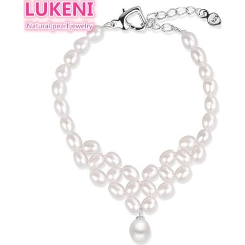 Genuine Newest design Real 925 Sterling silver Anklets Top level Perfect natural pearl Pendant & Anklets for women