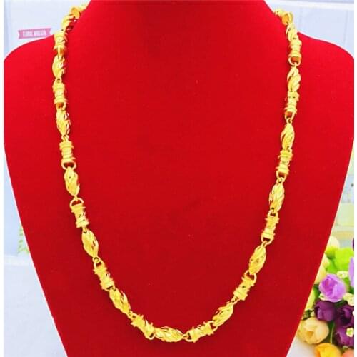 Fashion Luxury Sand 14k Gold Necklace Curved Bead Chain Necklace for Mens Wedding Engagement Anniversary Jewelry Party Birthday