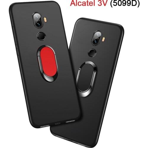 Cover for Alcatel 3V 5099D 5099 Case luxury 6.0" Soft Black Silicone Magnetic Car Holder Ring Funda for Alcatel 3V 5099D Cases