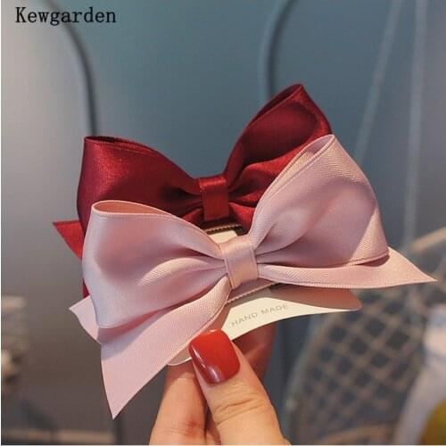 Kewgarden Girls Cotton Ribbon Bow Hairpin Children Fashion Hair Accessories Cute Headwear 2 Pcs