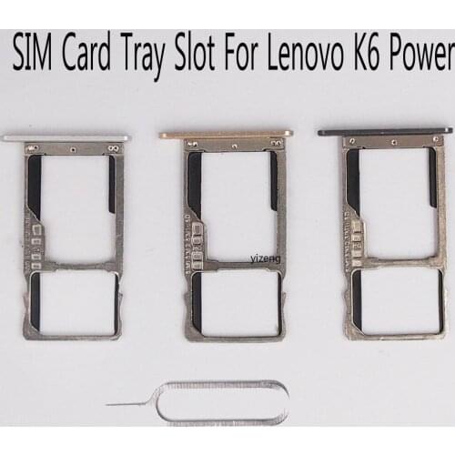 For Lenovo K6 Power K33a48 SIM Card Tray Holder Slot Adapter Socket Dual SIM Replacement Parts