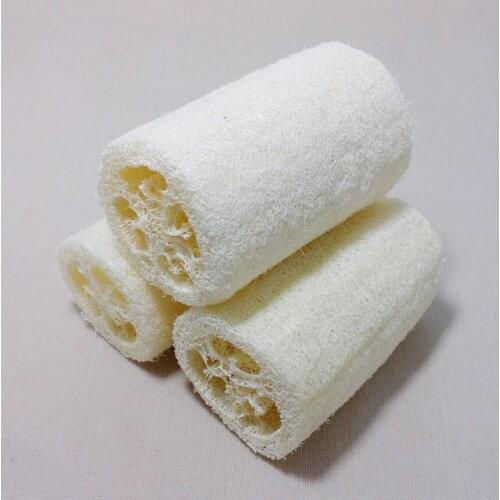 100pcs/lot 10CM 4IN Length Natural Loofah Luffa sponge customize cleanner soap bath skin brush scrubber spongy texture