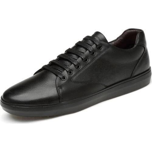 New Genuine Leather Casual Men Shoes Footwear High Quality Black Sneakers Man Lace-up Casual Flats Luxury Students School Shoes