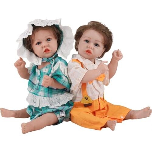 New Twin siblings doll soft body reborn doll 100% handmade detailed painting collectibles art doll