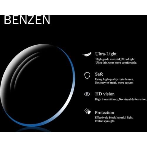 BENZEN1.61 1.67 1.74 Myopia Optical Lens Prescription Lenses Women Men Single Vision CR-39 Resin Aspheric Glasses Lenses
