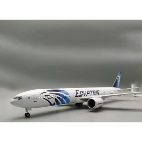 47CM 1/157 Scale Egypt Air Airlines 777 B777 Aircraft Model W Light and Wheel Landing Gear Diecast Plastic Resin Plane for Gift