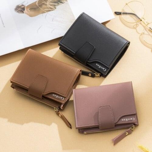 Fashion Womens Wallet Pu Leather Hasp Short Slim Coin Pocket Female Zipper Card Holders Luxury Brand Wallets Designer Purses