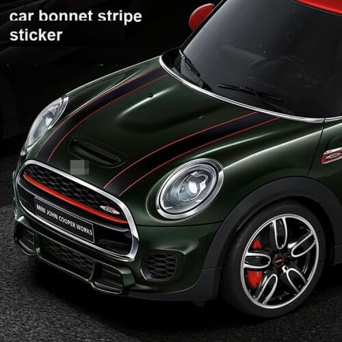 2pcs/lot KK JCW Mini Cooper S One John Cooper Works Countryman Car Body Sticker Car Bonnet Stripe Sticker Car Styling