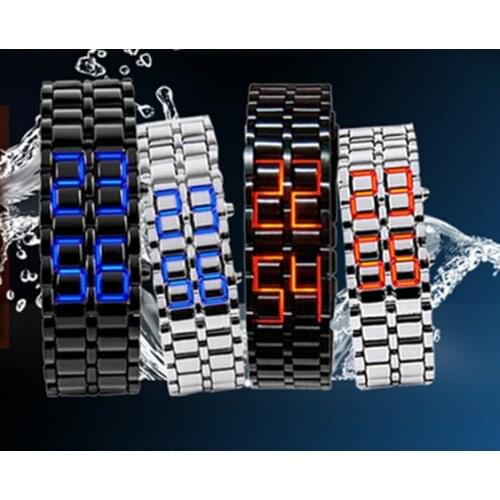 New LED super cool fashion personality volcanic eruption red light blue light lava strange LED electronic waterproof chain watch