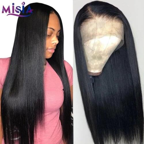 13x4 Lace Frontal Wig Long Straight Remy Hair Pre Plucked Transparent Lace Front Human Hair Wigs For Black Women 10-30 Inches