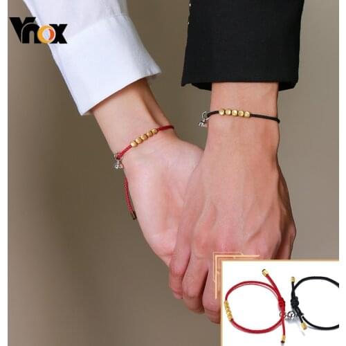 Vnox Casual Braided Rope Chain Bracelets for Women Men, Attract Each Other Friendship Love Gifts Wristband Jewelry, Adjustable