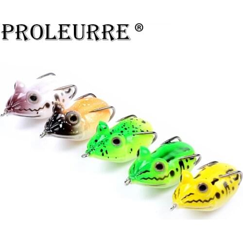 Proleurre 1pcs 55mm 11.5g Soft Frog Bait Fishing Lure Frog Lure Treble Hooks Topwater ray frog Artificial Silicone Fishing Bait
