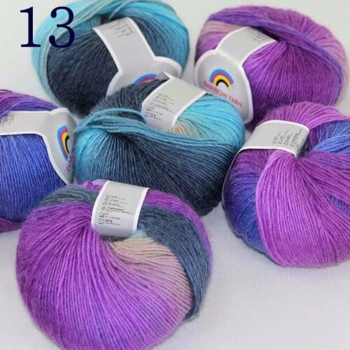 Sale Soft 6X50gr ballCashmere Wool Colorful Rainbow Wrap Shawl DIY Hand Knit Yarn Purple Turquoise Gray Beige 524-132-6