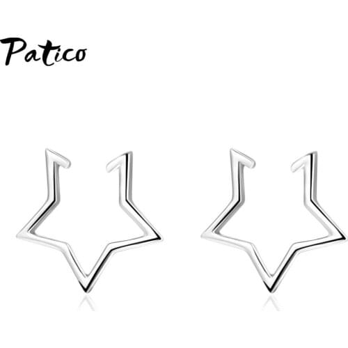 Geometric Five-Pointed Star Earrings For Women High Quality 925 Sterling Silver No Piercing Ear Clip Jewelry Wholesale