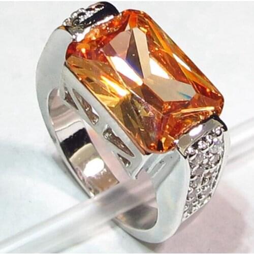 SHUNXUNZE cute engagement rings for women Romantic Style Women Jewelry Gift Champagne Cubic Zirconia Rhodium Plated R334 size 6