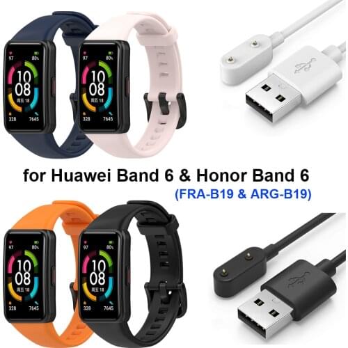 Silicone Strap for Huawei Band 6 Bands Replacement Wristband Accessories Charger Charging USB Cable for Huawei Honor Band 6 2021