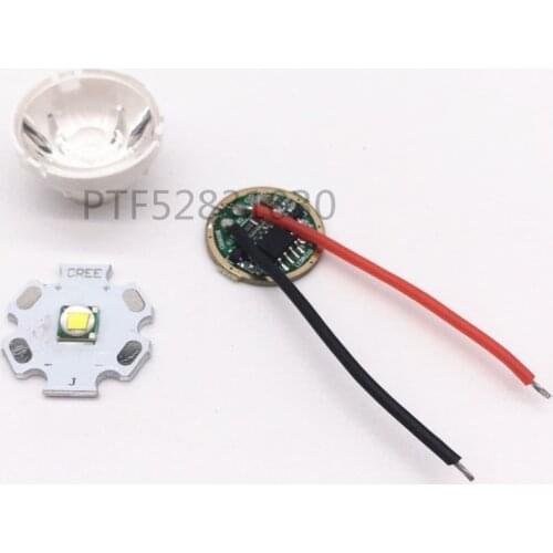 1set Cree XM-L LED T6 White Light + 3.7V Driver + Lens with Base Holder kit