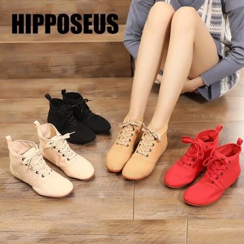 Hipposeus Jazz Dance Shoes Canvas Size EU34-45 Women Girls Ballroom Modern Tango Performance Practise Dancing shoes Wholesale