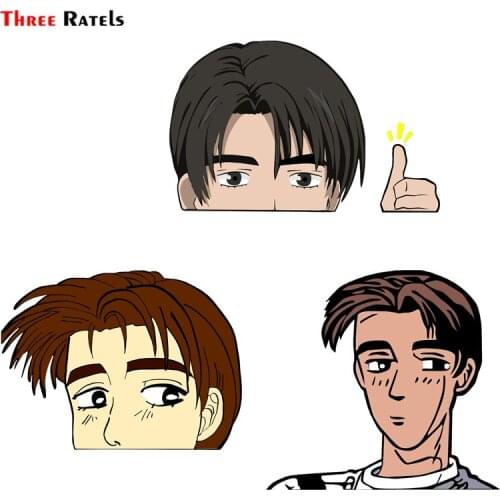 Three Ratels FC73 3D Initial D Takumi Fujiwara Thumbs Up Peeking Vinyl Cute Sticker on Car Bike Bumper Motorcycle Guitar Laptop
