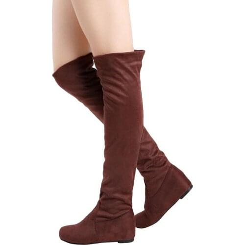 Size 34-43 Winter Sexy Long Boots Slim Fit Over Knee Boots Comfort Suede Female In Tube Zapatos De Mujer Sexy Party Shoe