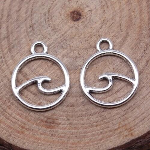 WYSIWYG 40pcs 12x12mm Antique Silver Color Waves Charms Pendant For Jewelry Making DIY Jewelry Findings