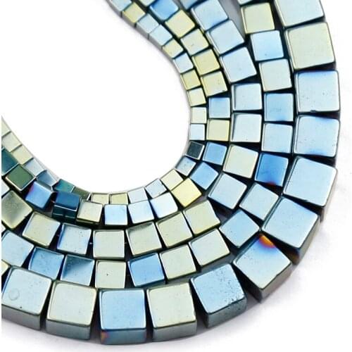 YHBZRET Square Green Hematite cube Natural Stone Loose Spacer Beads for Jewelry Making Diy Necklace Bracelet Findings 2/3/4/6mm