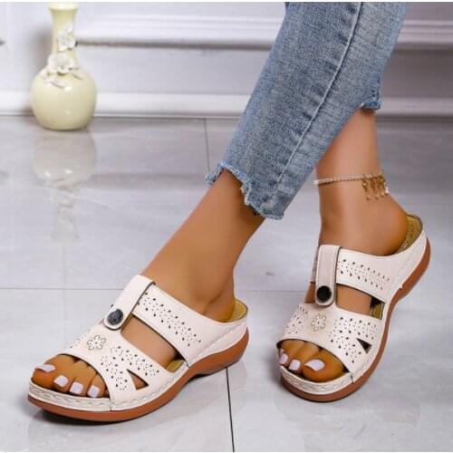Shoes Ladies' Slippers Slipers Women Flock Platform Butterfly-Knot Low 2021 Flat Rome Scandals Fabric Butterfly-knot PU Hoof Hee