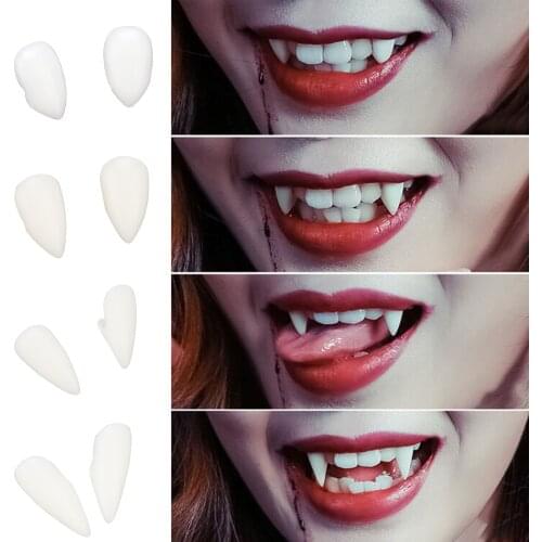 1 Pair 4 size Vampire Teeth Fangs DIY Dentures Props Halloween Costume Props Party Environmentally friendly resin