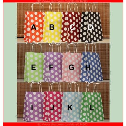 100pcs/lot) size W21xH27xD11cm wholesale polka dot gift bags paper