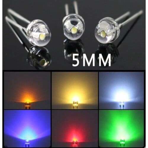 1000PCS 5mm LED Diode Straw Hat White Red Green Blue Yellow Pink Smd Smt Led Water Clear Super Bright Wide Angle Bulb