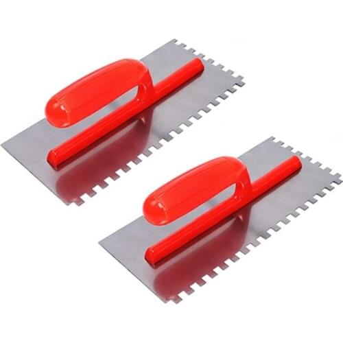 2PCS Finishing Trowel Cement Flaten Plastering Trowel with Square Notch for Tiling Wall Floor Tile Grout Trowel Masonry