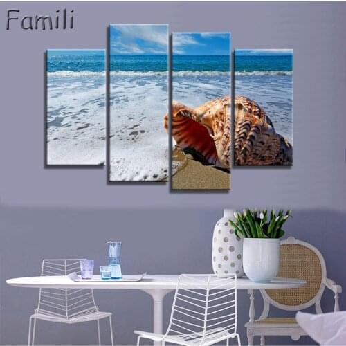 2017 Canvas Painting Fallout Wall Art 4Pieces/set Modern Sea Wave Landscape Painting Picture Canvas Art For Living Room Unframed