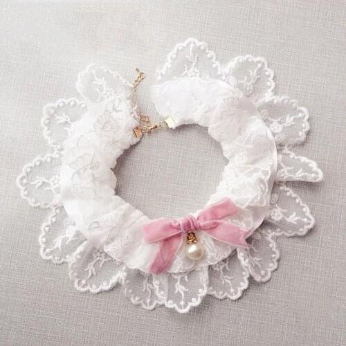 2020 Pet jewelry Cat Dog Collar White Lace Bibs Handmade Puppy Kitten Neckerchief Supplies Grooming Accessories