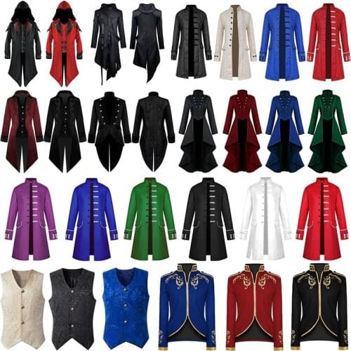 2021 Multi-Style Medieval Retro Costume Men Women Mid-Length Halloween Swallowtail Monk Dress Monk Robe Wizard Dress Cloak Dress
