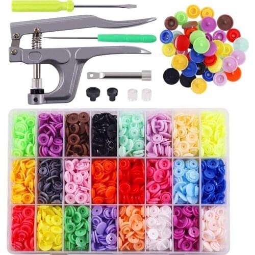 390Pcs Snaps Plastic Buttons with Snaps Pliers Set for Clothes Sewing, Bibs, Rain Coat Crafting