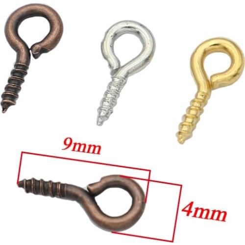 500pcs Tiny Eye Pins Eyepins Hooks Eyelets Screw Threaded Silver Clasps Hooks Jewelry Accessories Findings 4x9mm