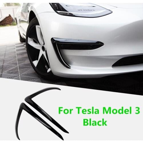 For Tesla Model 3 Accessories ABS Carbon Fiber Black White Car Accessories Model3 Model Three 2020 Front Blade Trim