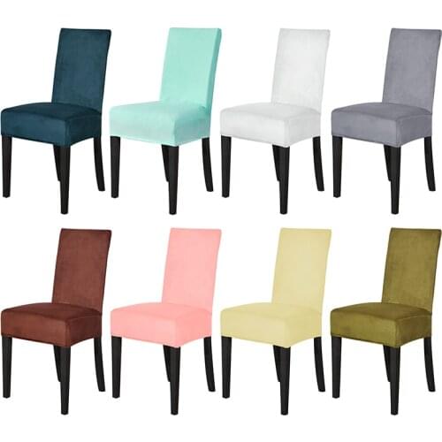 Velvet Thick Chair Cover Solid Spandex Elastic Stretch Chair Covers Winter Warm Kitchen Dining Chair Slipcover housse de chaise
