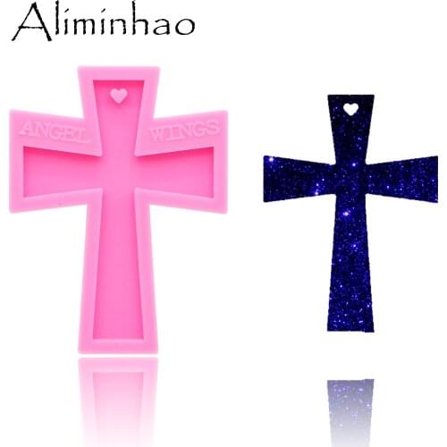 DY0154 Shiny Cross shape Silicone Molds For DIY key ring epoxy resin Mold Craft custom keychain