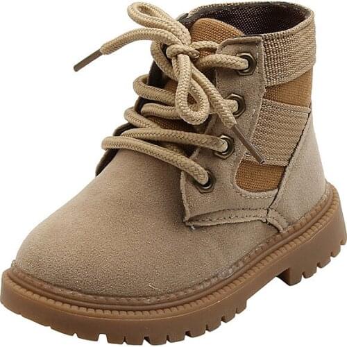Retro Fashion Childrens Boy Desert Martin Boots Suede Leather Lace Up Ankle Rubber Boots for Kids Girls Sneakers Toddler Shoes