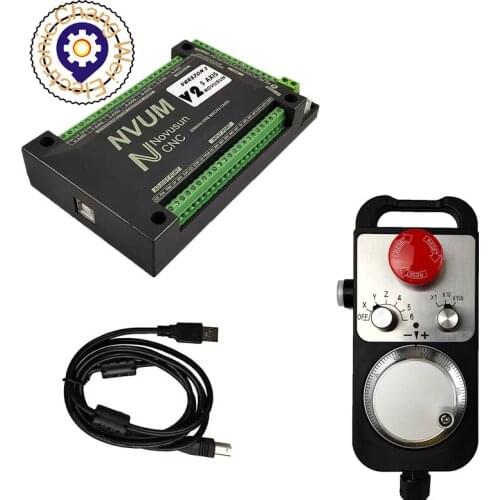 CNC controller NVUM 3/4/5/6axis mach3 control card Ethernet interface+ 4/6axis Pendant Handwheel MPG with Emergency Stop