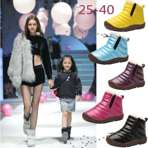 Childrens Winter Snow Boots For Kids Girls Casual Cotton-Padded Warm Shoes Boys Anti-Slip Waterproof Rubber Sole Baby Plush
